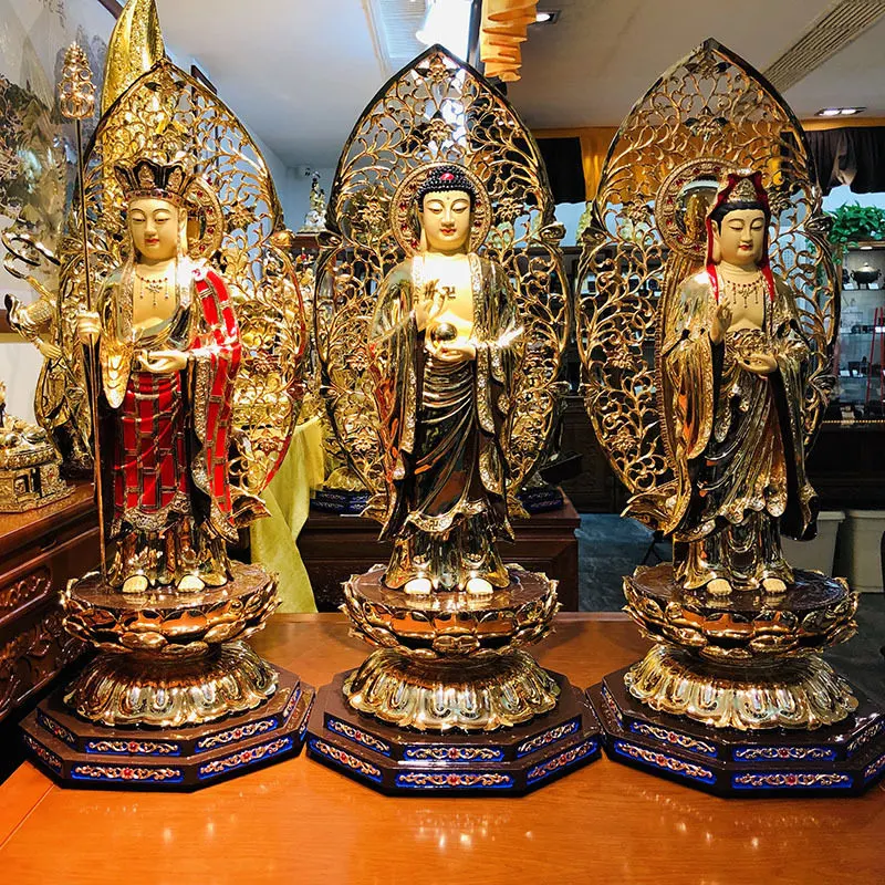 Estatua de Buda de cobre puro dorado de 16 pulgadas