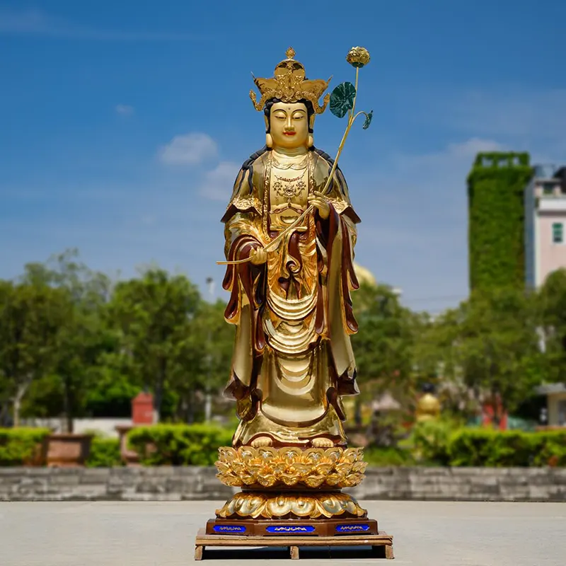 Estatua de pie de tres santos occidentales dorada de cobre puro de 180CM