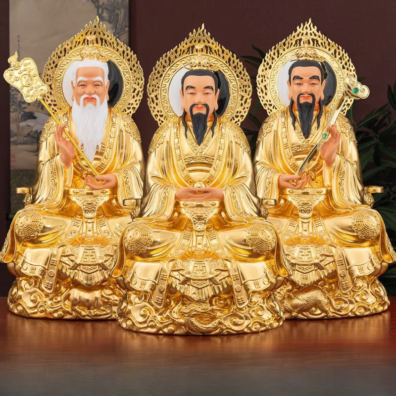 Juego de estatuas de latón de los Tres Puros para el santuario del templo