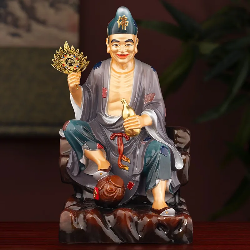 Elite Bronce Vino Calabaza Abanico Dragón Arhat Ji Gong