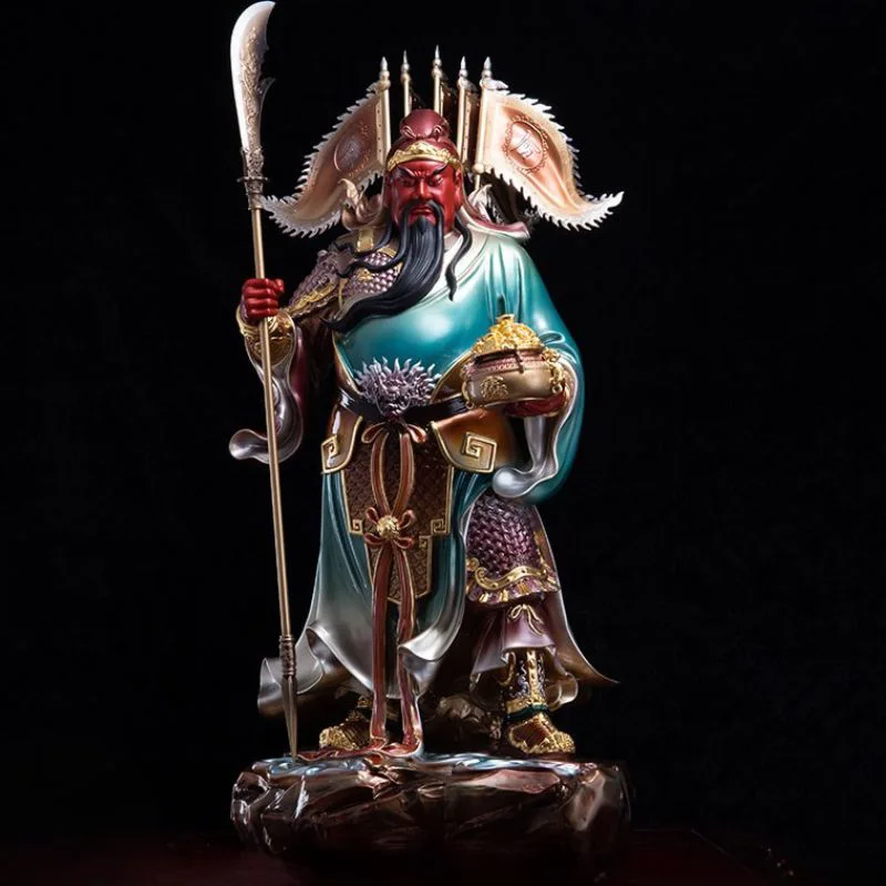 Estatua de bronce de cinco banderas Guan Yu