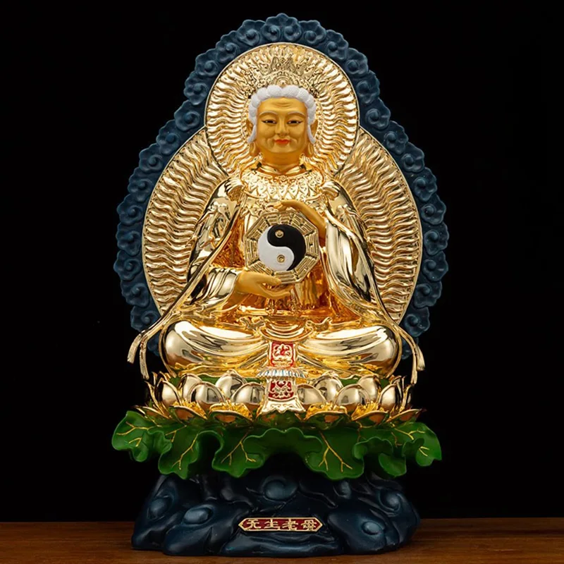 Estatua de Wusheng Wuji Laomu de latón dorado con joyas