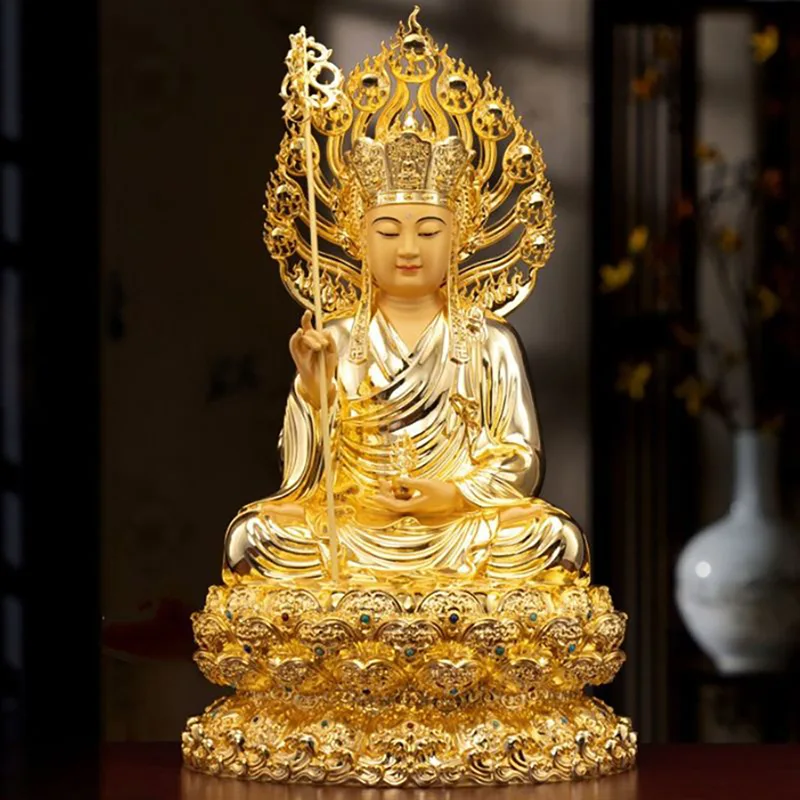 Estatua de Ksitigarbha del altar sentado de loto de latón de primera calidad