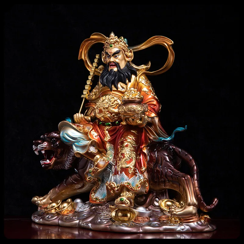 Tigre montando latón Deidad de la riqueza marcial Zhao Gongming